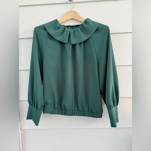 Zara Emerald Green Blouse with Statement Collar - Picture 2 of 5